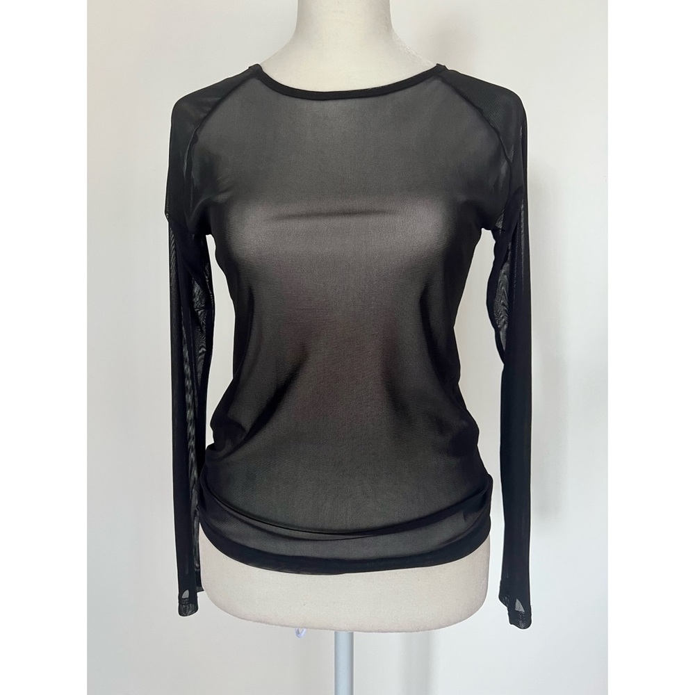 MangioPop Collection Sheer Black Long Sleeve Top